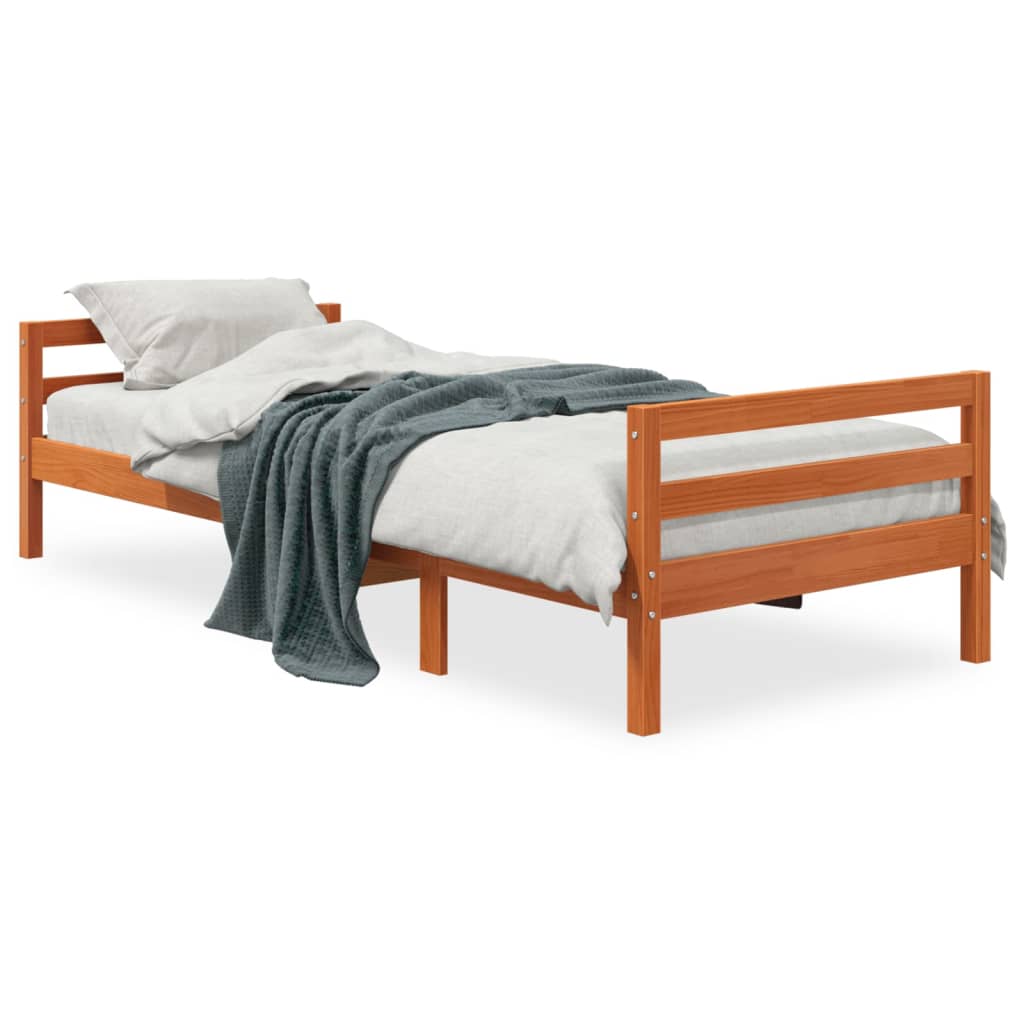 Brown wax bed 80x200 cm solid pine wood