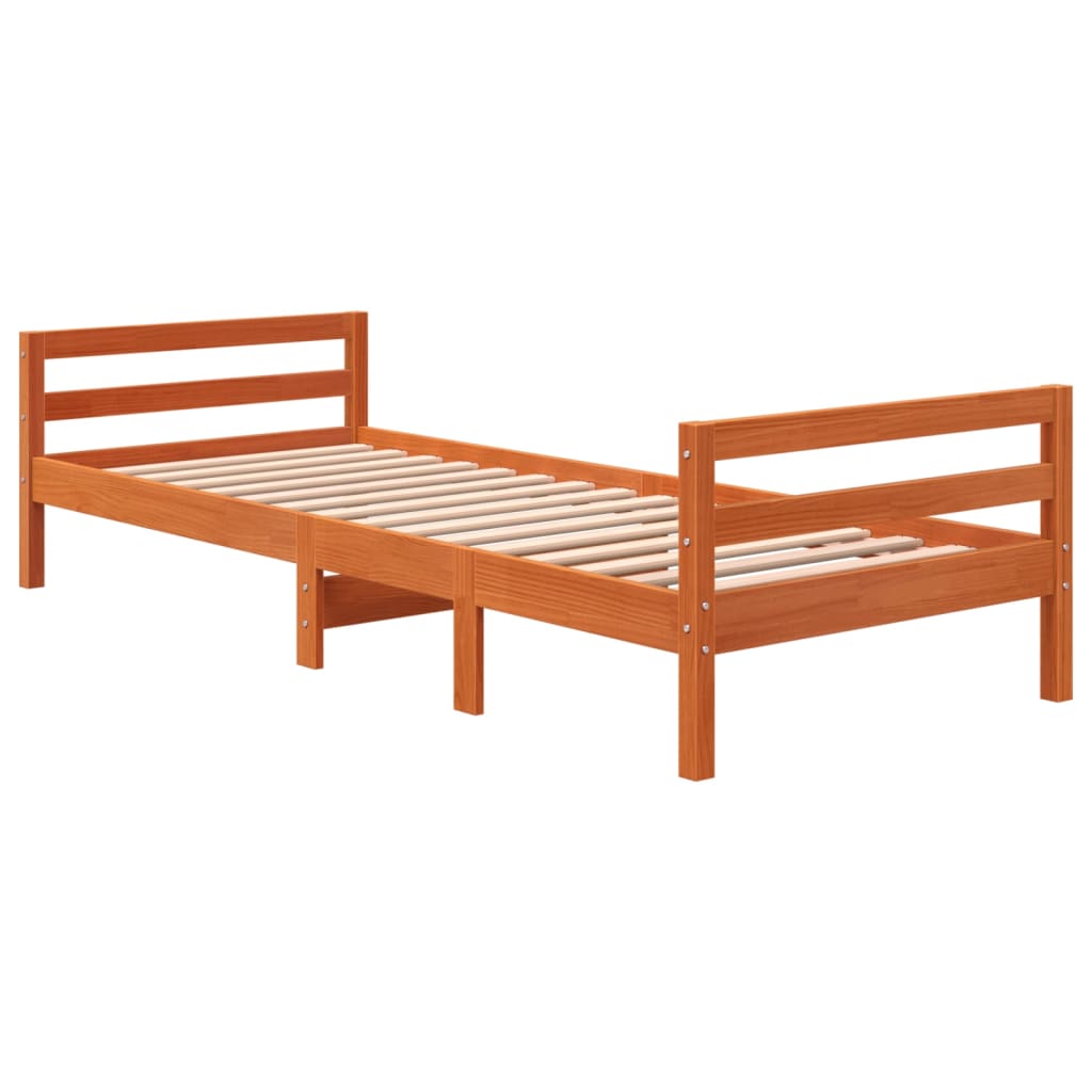 Brown wax bed 75x190 cm solid pine wood
