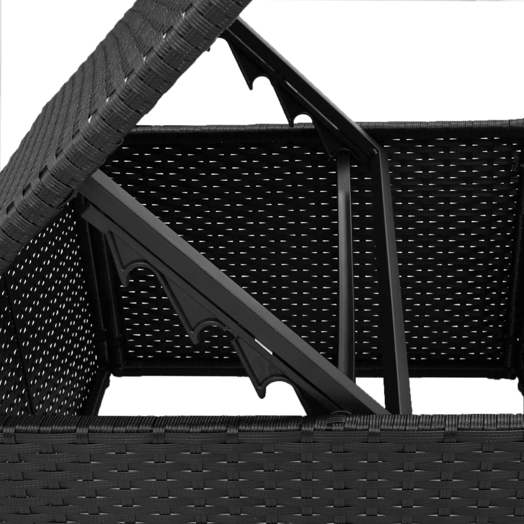 Garden stool with black cushion 55x55x37 cm braided resin
