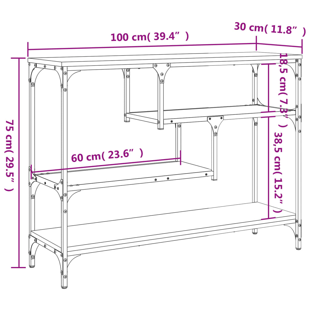 Sonoma gray console 100x30x75 cm engineering wood