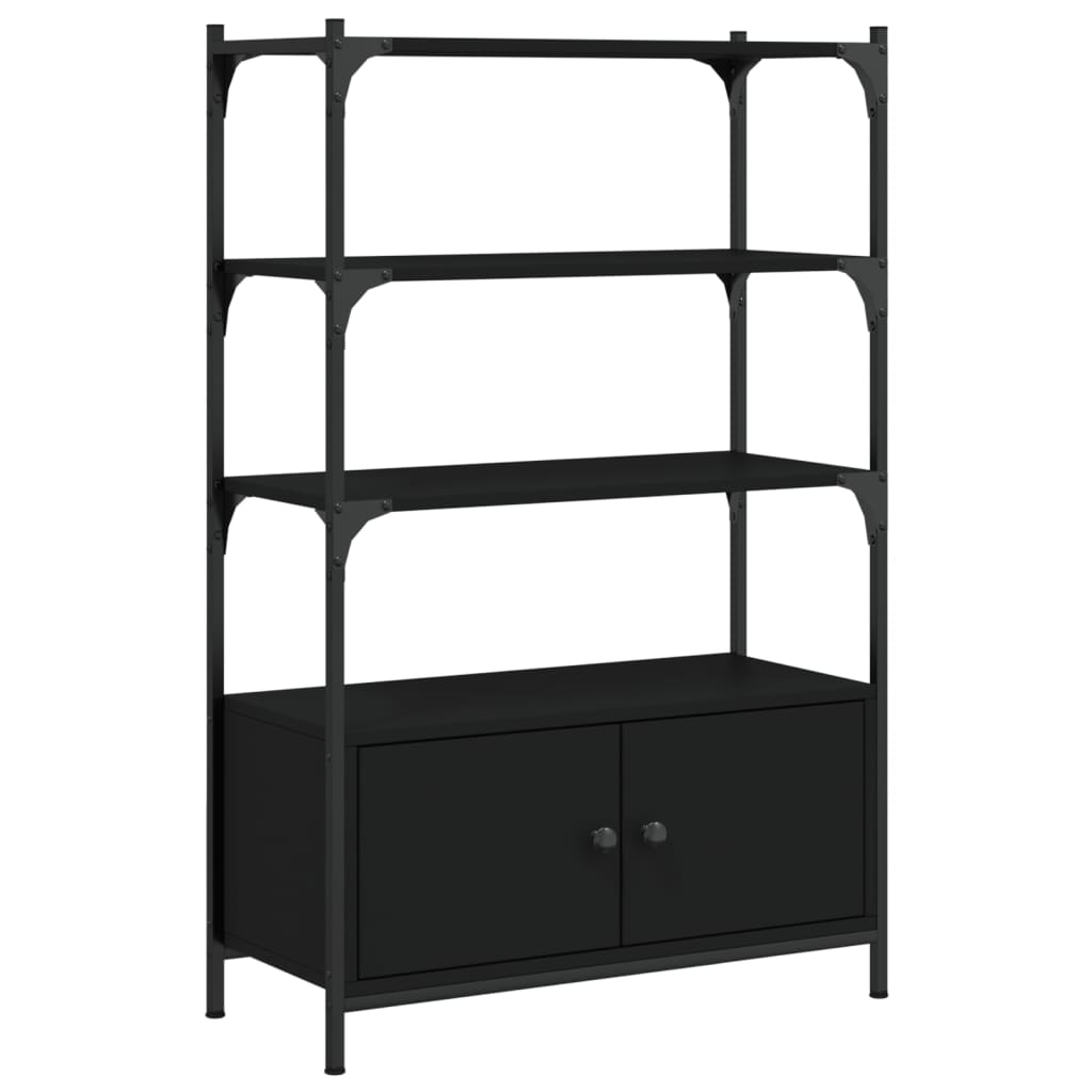 Library with 3 levels black 70x30x109.5 cm engineering wood