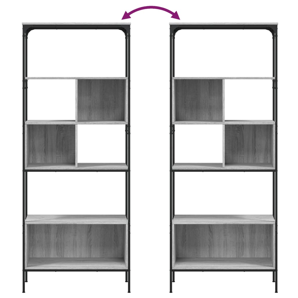 Libreria 5 livelli sonoma grigio 76x33x188,5 cm