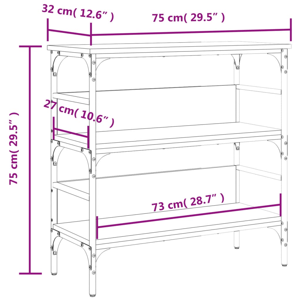 Raucher -Eichenkonsole Tabelle 75x32x75 cm Engineering Holz