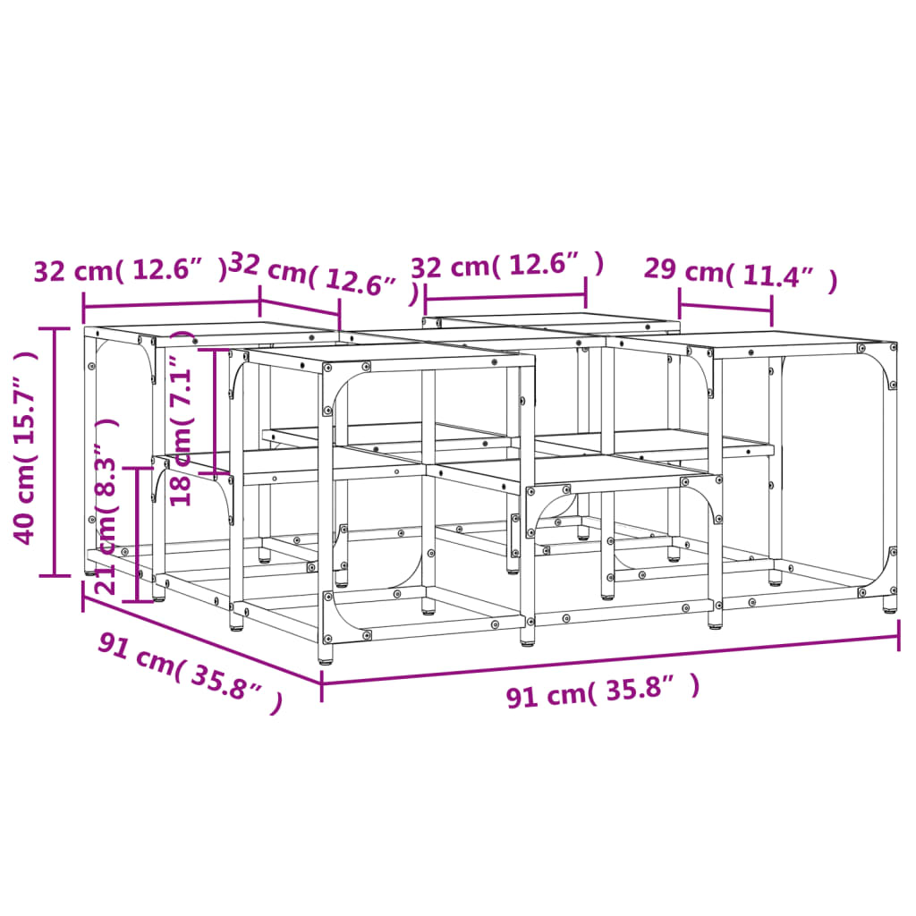 Table basse chêne marron 91x91x40 cm bois d'ingénierie
