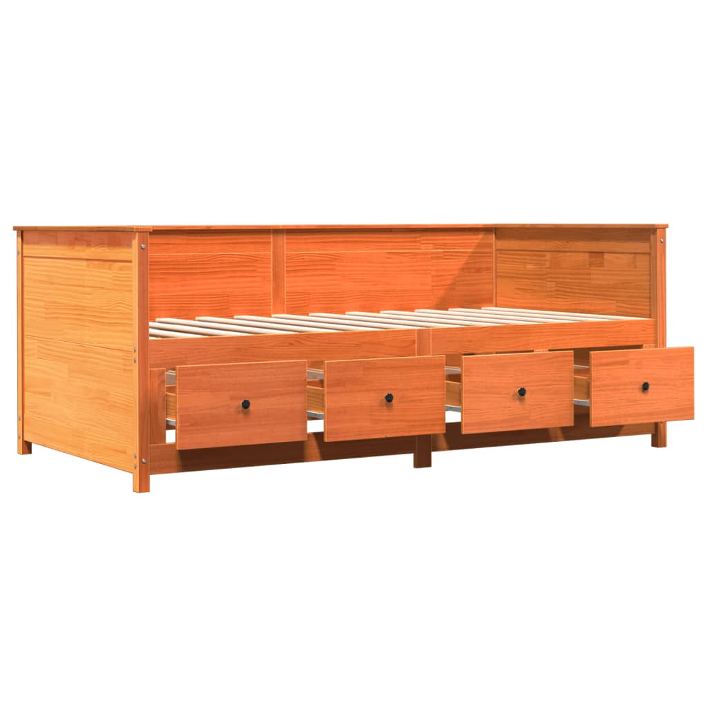 Bed Daire Brown wax 100x200 cm Solid pine wood
