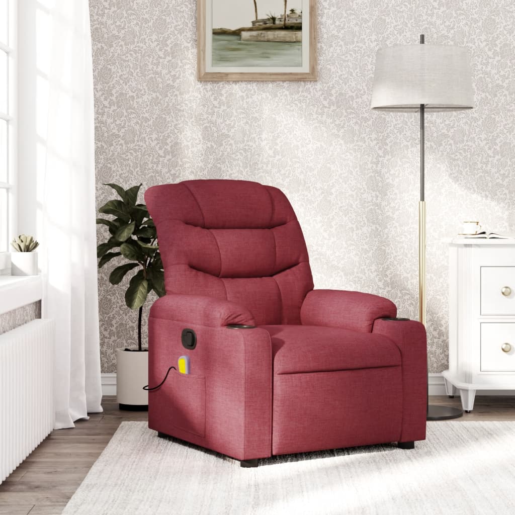 Red Bordeaux Stoff Red Massage Chair