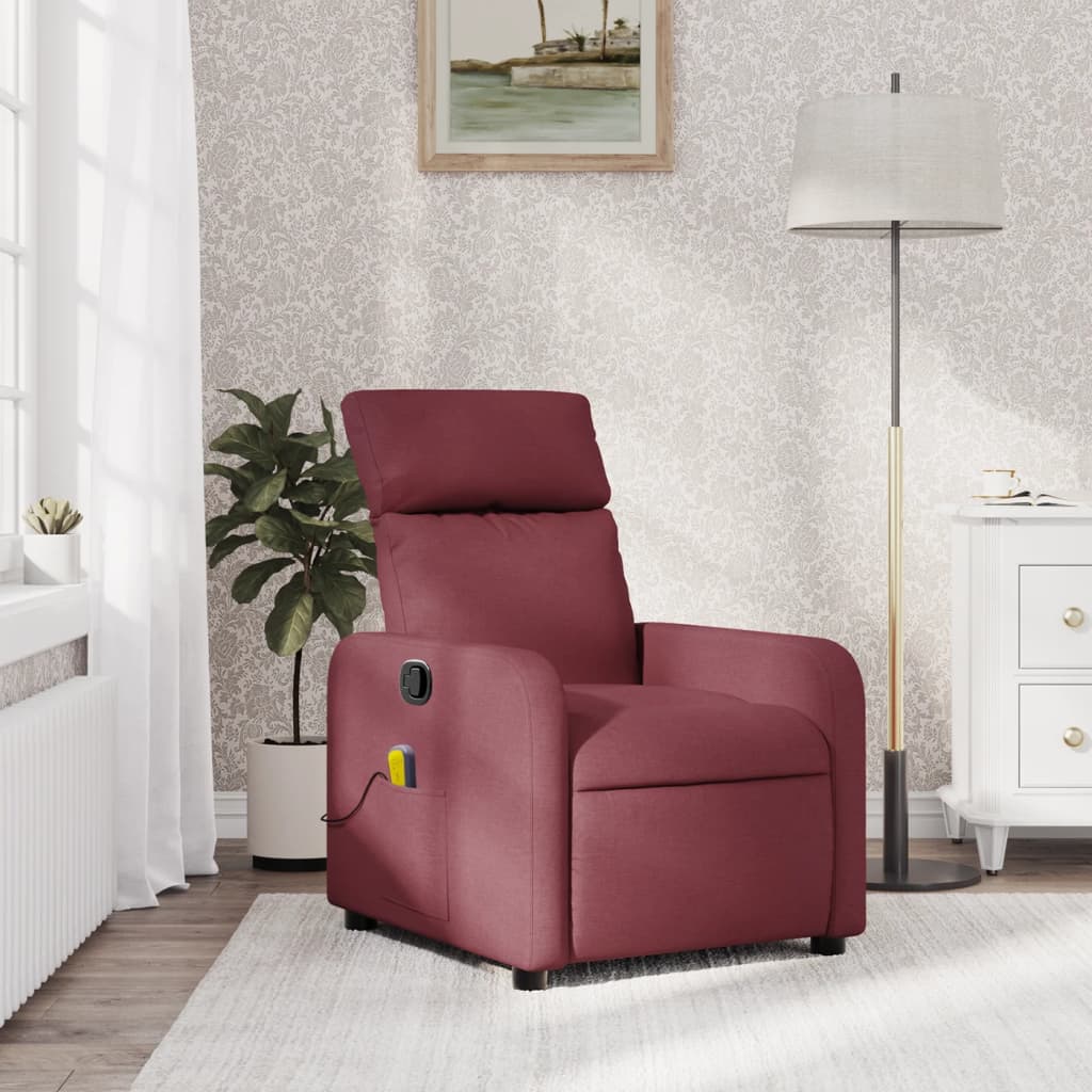 Red Bordeaux Fabric Red Massage Chair