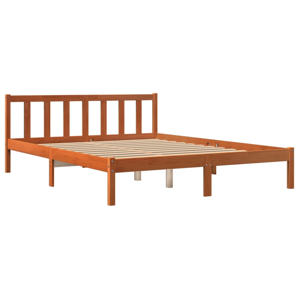 Brown wax bed 150x200 cm solid pine wood