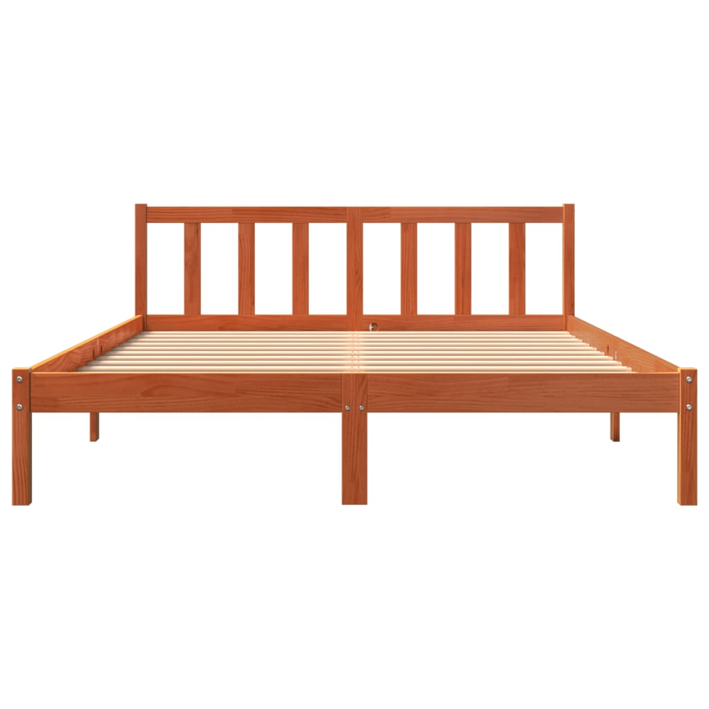 Brown wax bed 160x200 cm solid pine wood