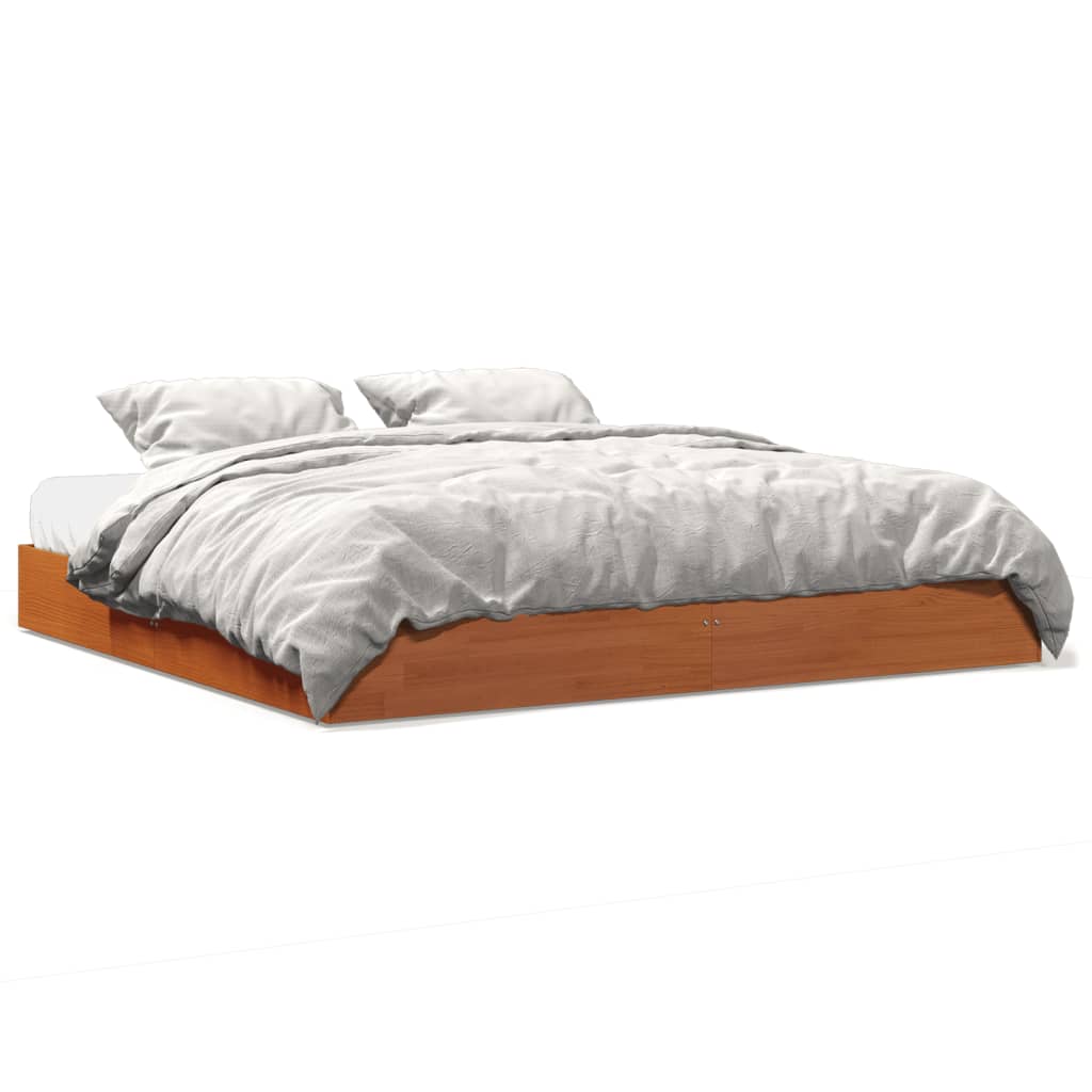 Brown wax bed 180x200 cm Solid pine wood