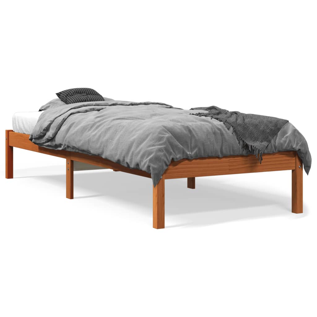 Brown wax bed 90x200 cm solid pine wood