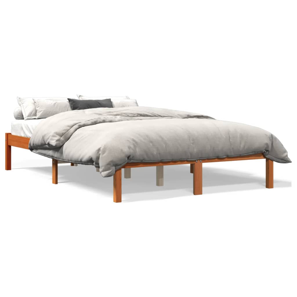 Brown wax bed 140x200 cm Solid pine wood