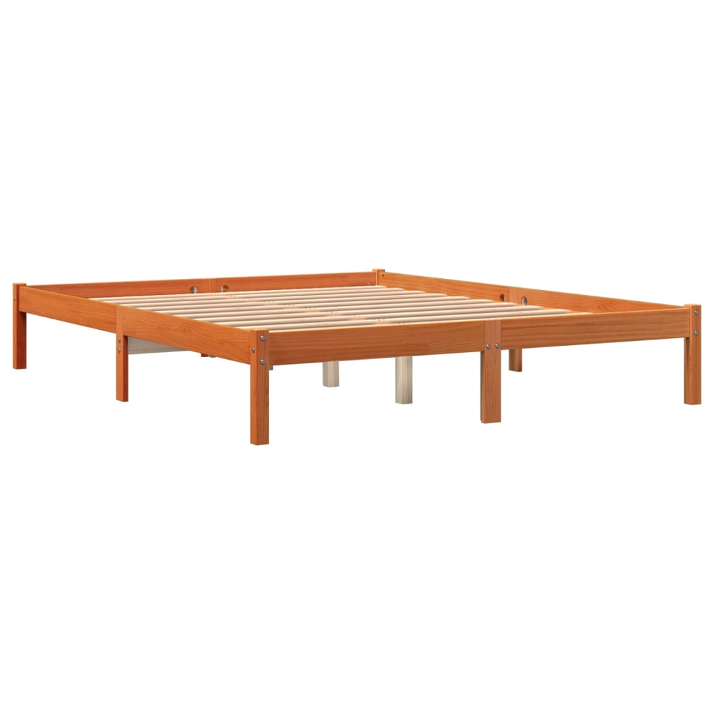 Brown wax bed 150x200 cm solid pine wood
