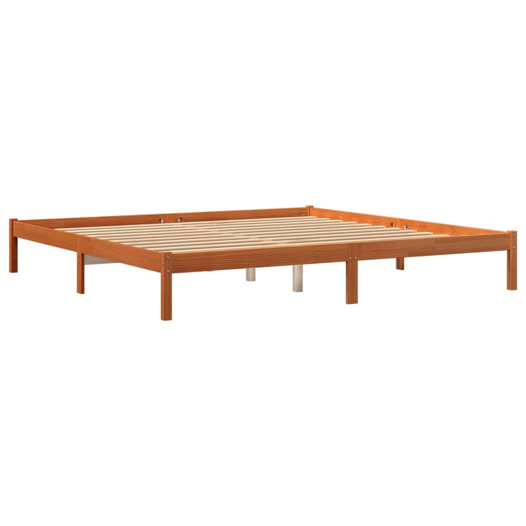 Brown wax bed 180x200 cm Solid pine wood