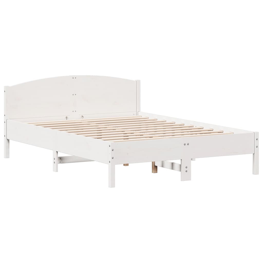 Telaio della camera da letto con testa bianca da letto da 140x200 cm in legno di pino solido