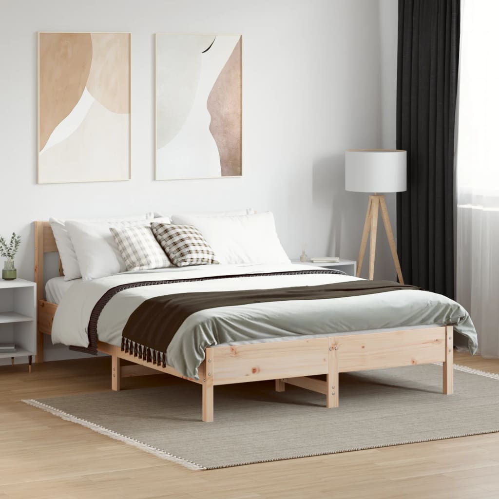 Bettenrahmen mit Bettkopf 120x200 cm Festkieferholz