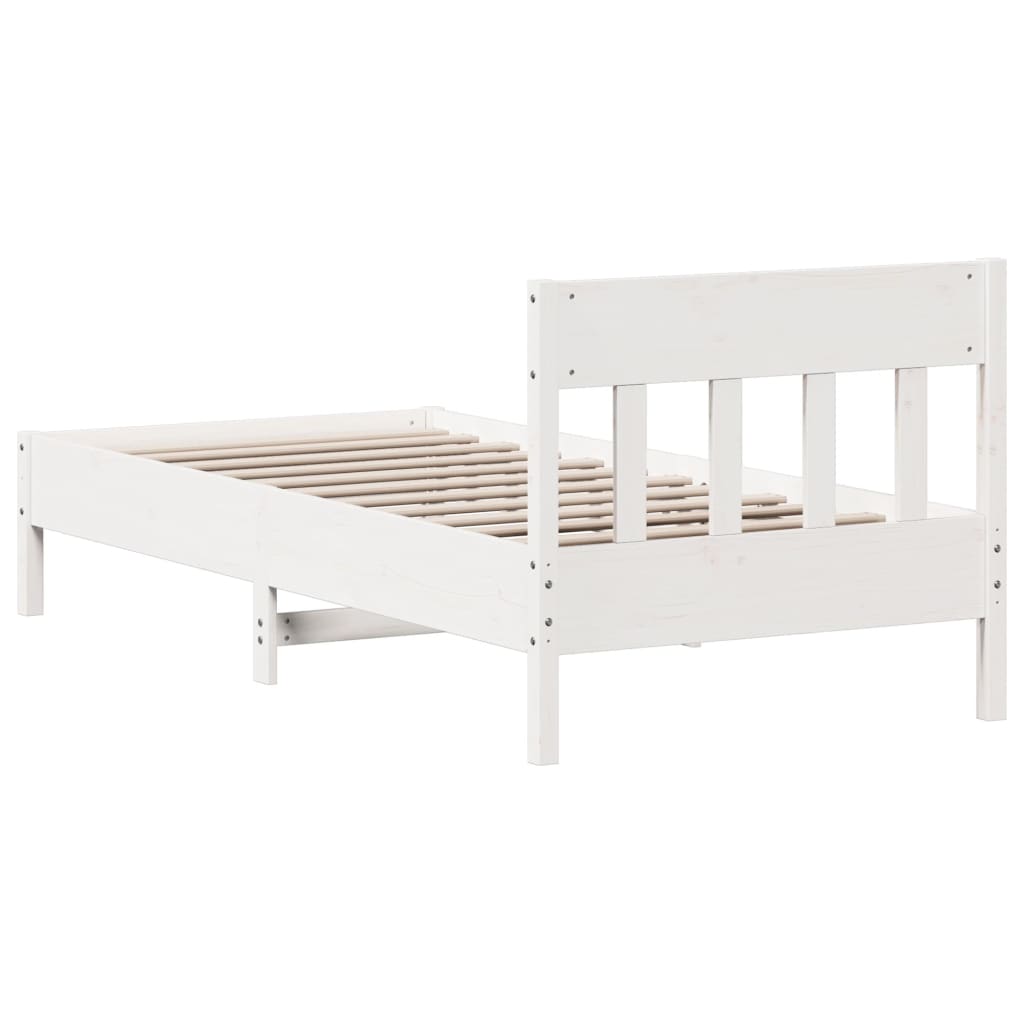 Bed frame with 90x200cm White Bois De Pin Massif