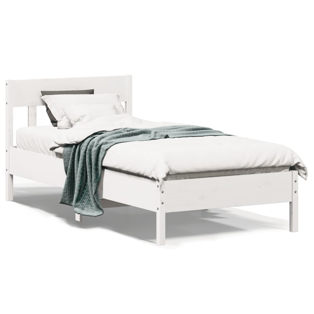 Bed frame with 90x200cm White Bois De Pin Massif