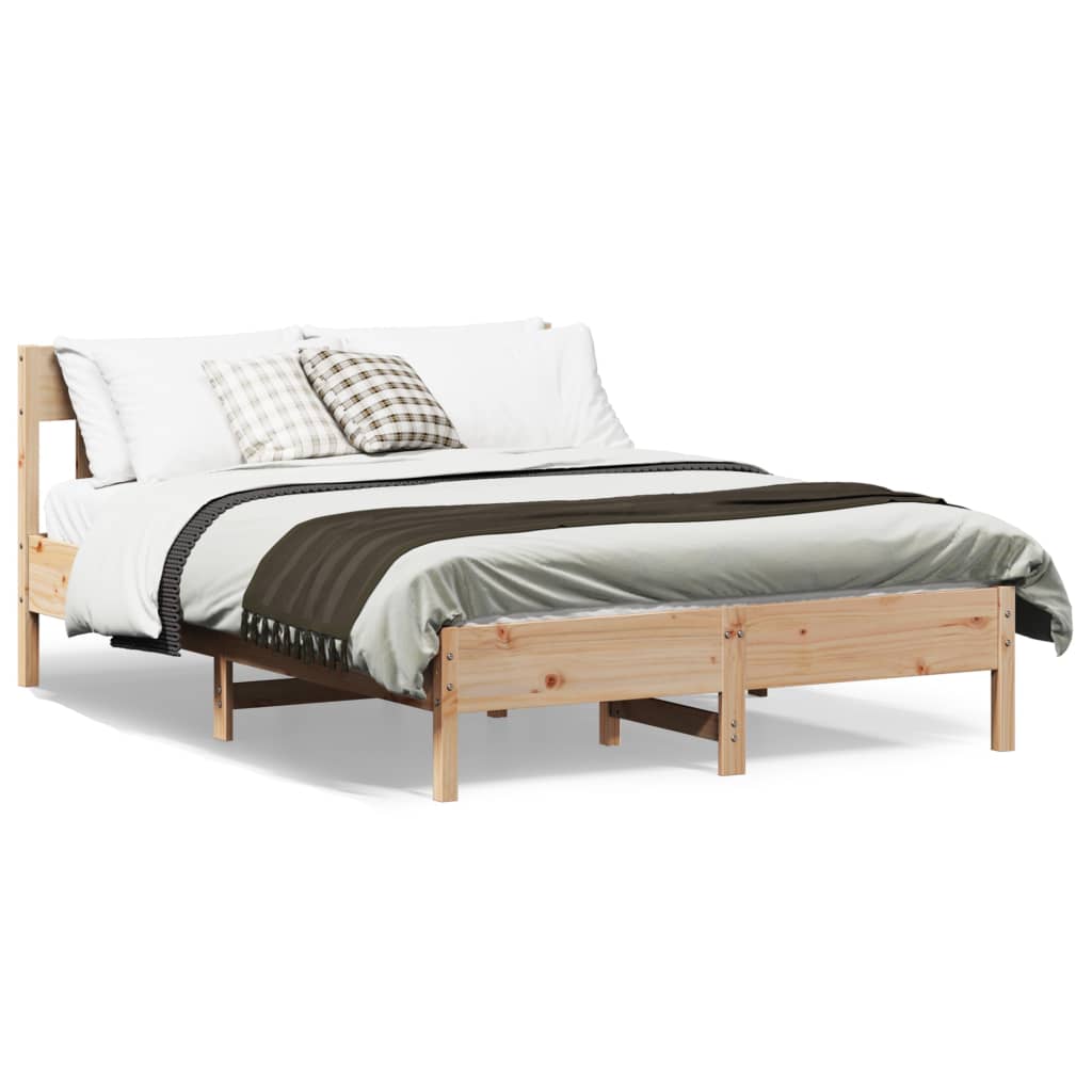 Fiamma del letto con testa del letto 120x190 cm in legno di pino solido