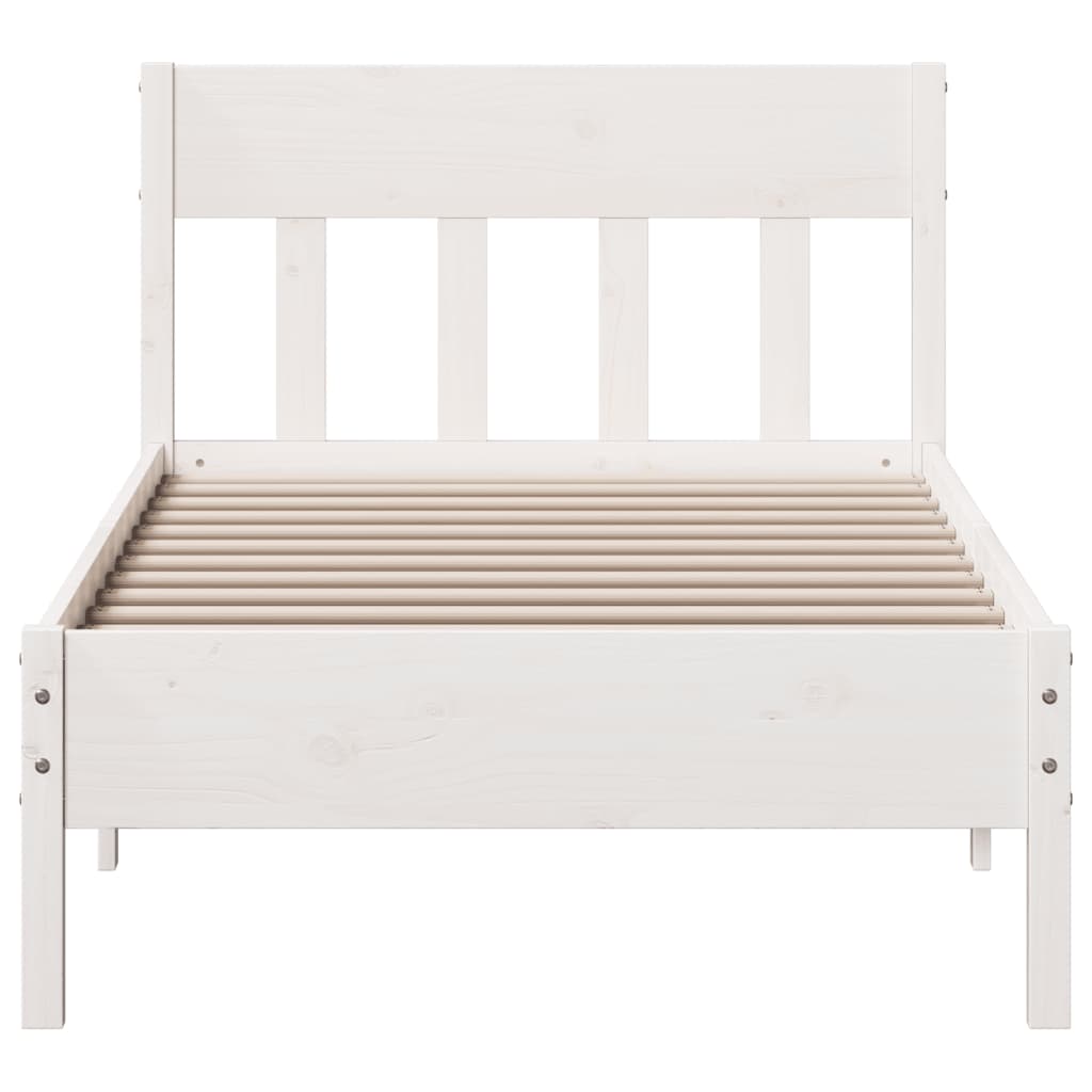 Bettenrahmen mit weißem Kopfteil 75x190 cm Festkieferholz