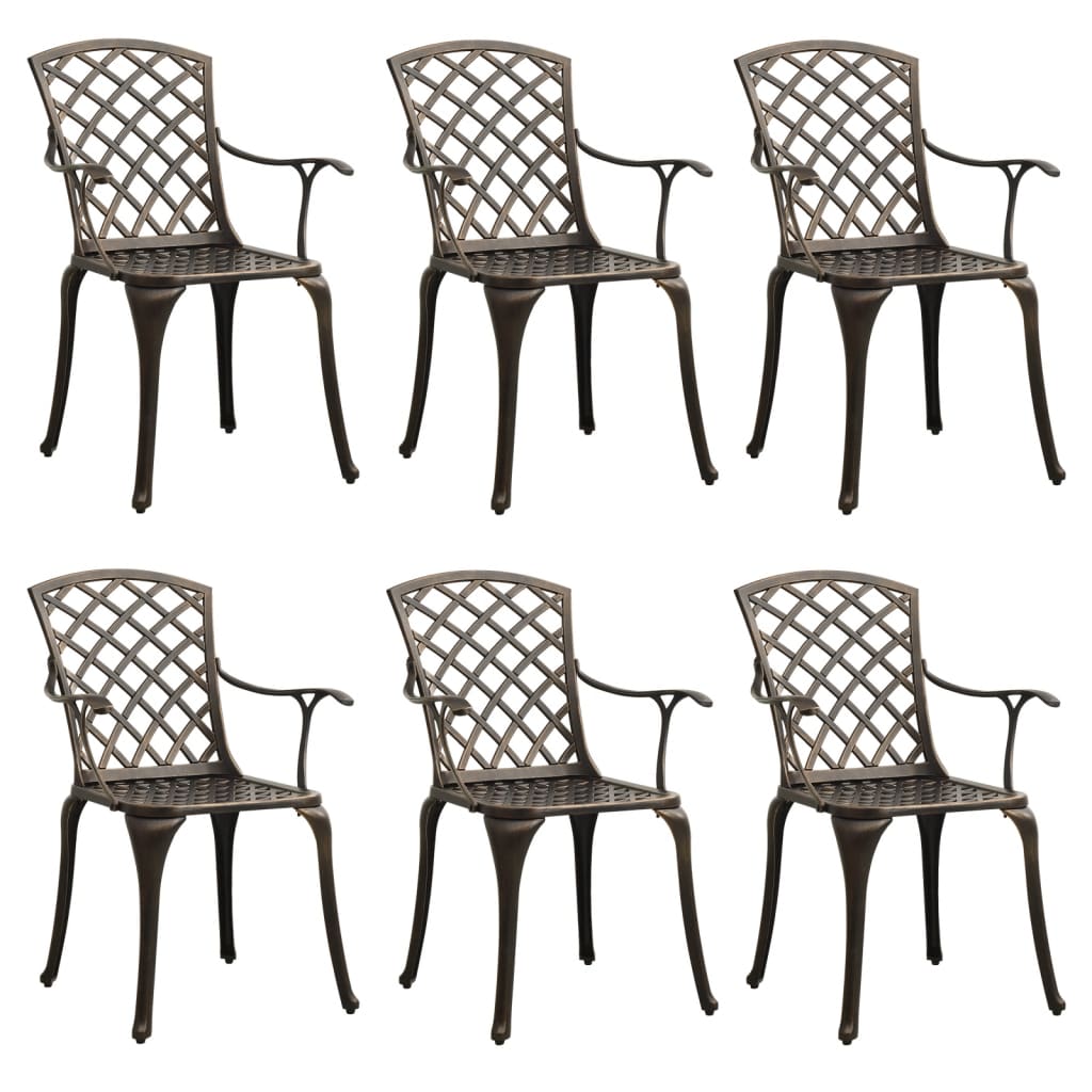 Chaises de jardin lot de 6 fonte d'aluminium bronze